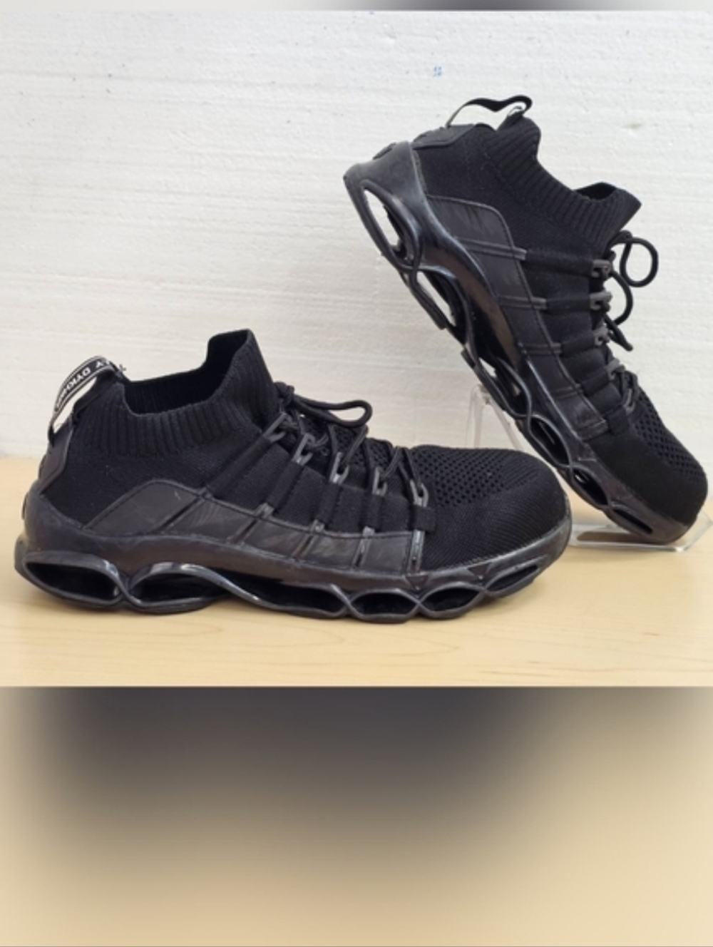 DYKHMILY Air Cushion Steel Toe Work Shoes Sneakers, Black, Sz 11(M) 12.5(W)